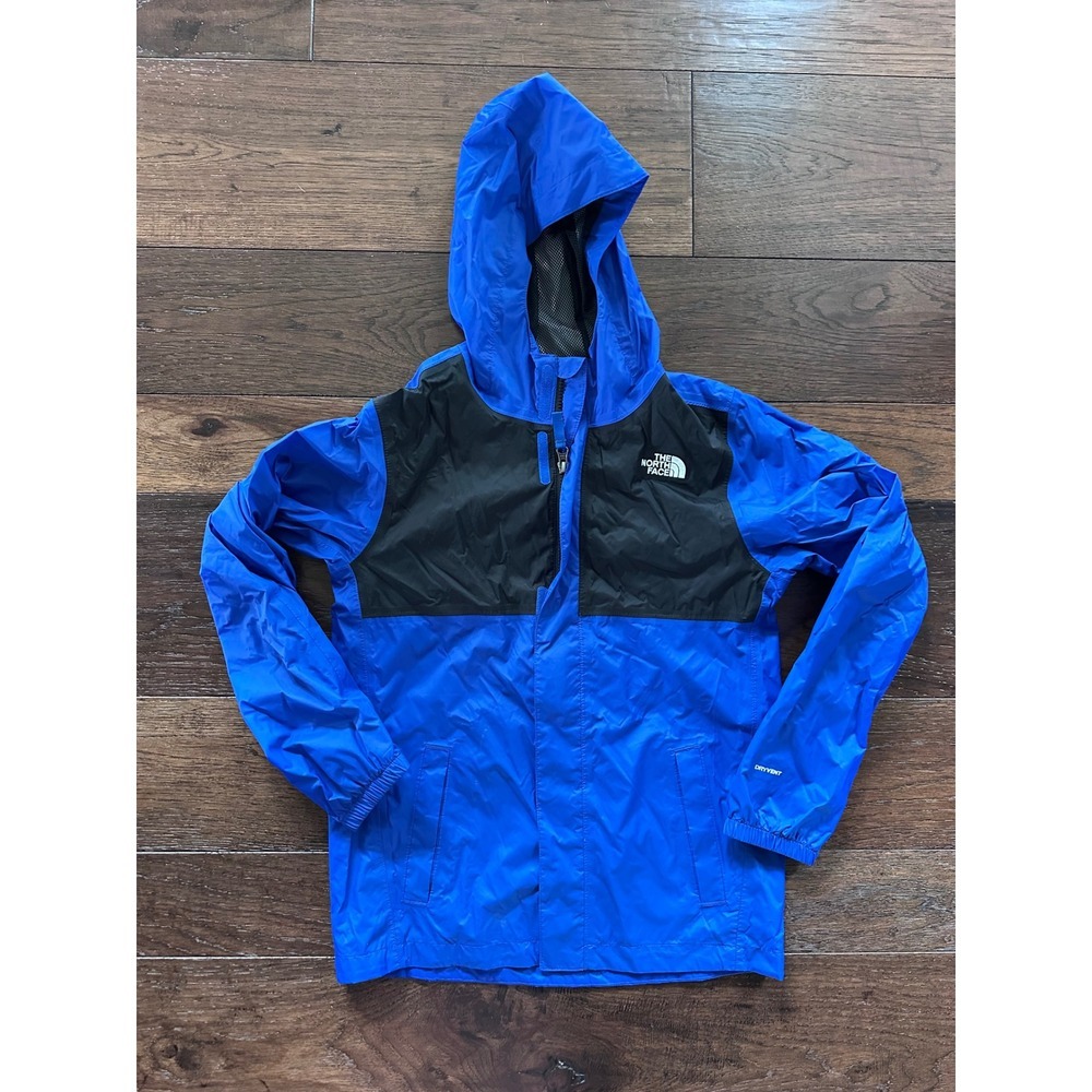The North Face Kids DryVent Rain Jacket Blue Black Hooded Windbreaker Shell L